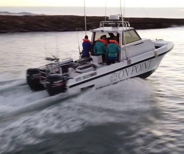 The On Point charter boat running out with anglers aboard off Port Alfred